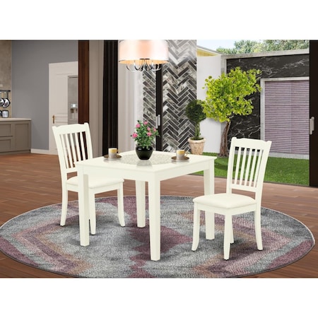 East West Furniture 3 Piece Oxford Dinette Set - Linen White OXDA3-LWH-C